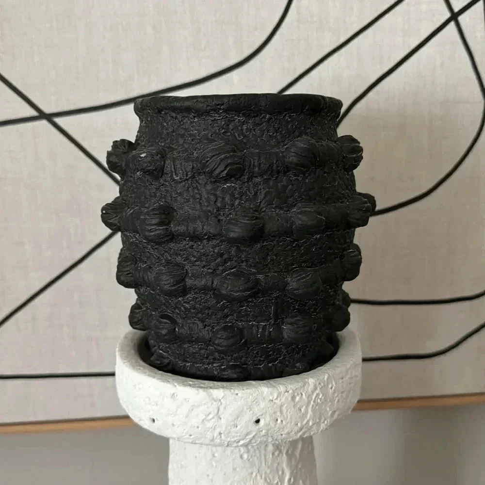 Anthropologie Minka Sol Tobac Ceramic Candle black rustic home decor